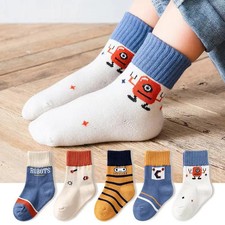5 Pairs Kids Boys Socks Children Sport School Students Socks Spring Autumn Soft