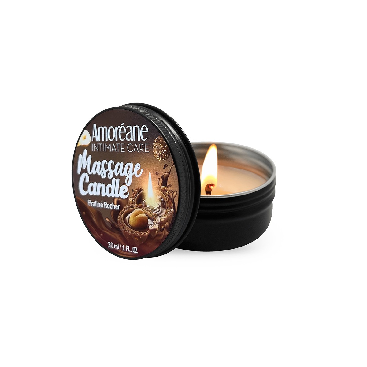 Bougie de massage Rocher Praliné AMOREANE MED 100ml de cire tiède
