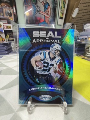 2021 Certified Seal of Approval /50 Teal Christian McCaffrey 49ers Panthers