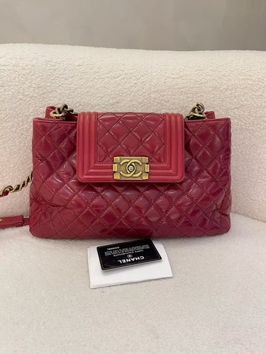 Auth Chanel Le Boy Limited Edition Large Flap Bag Chain Shoulder Gold Hardware
