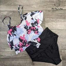 Zando Flounce Ruched Bikini Swimsuit Size L