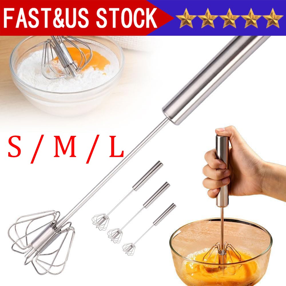 Semi-Automatic Egg Whisk Hand Push Egg Beater Stainless Steel Blender Mixer Whis