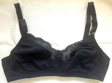 Vintage Black Bra Wireless Dots and Lace Pattern Back Hook Approx Size 32 B