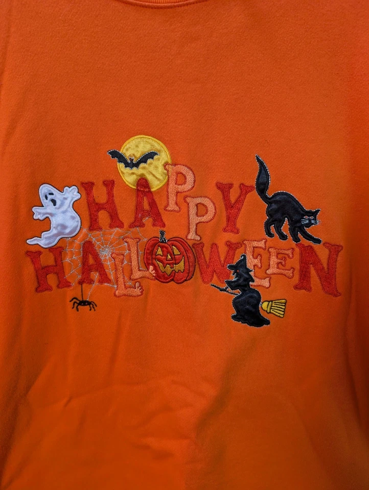 Pulôver moletom feminino Holiday Editions Halloween tamanho XL 1X vintage laranja - Imagem 3 de 4
