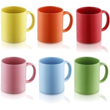 Kaffeebecher Set 6 Stück, 350ml Keramik Tassen, spülmaschinenfest, groß, bunt
