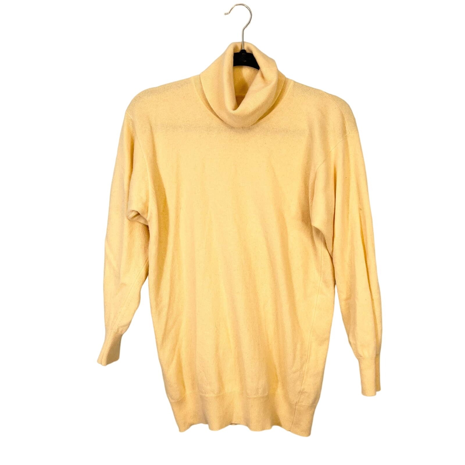 Barrie Pure Cashmere Turtleneck Sweater M Yellow Cozy Warm Preppy Comfy Scotland