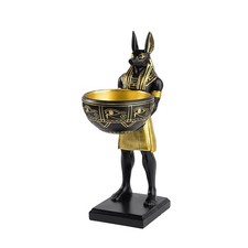 Anubis Statue, 10-inch Desktop Decor, Resin Egyptian God Figurine with Dog Go...