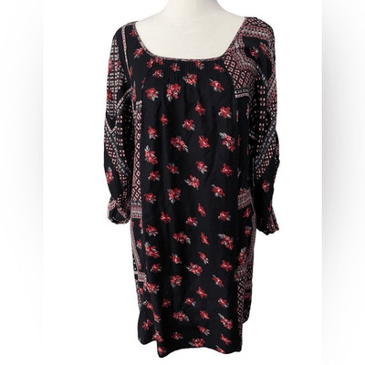 Anthropologie Edme & Esyllte Navy Floral Patchwork Tunic/dress size M.