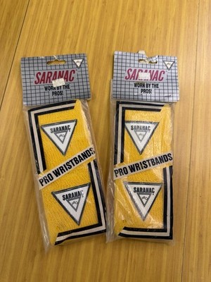 Lot Of 2 VINTAGE SARANAC PRO WRISTBANDS Yellow BRAND NEW SEALED