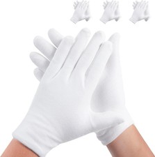 3 Pairs White Cotton Gloves for Dry Hands Sleeping, Premium Cotton Gloves for Ec