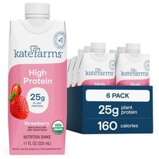KATE FARMS Organic High Protein Strawberry Nutrition 11 Fl Oz Pack of 6