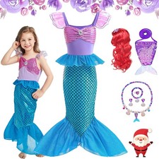 Girls Kids Little Mermaid Ariel Fancy Dress Costume Princess Cosplay Outfit Gift
