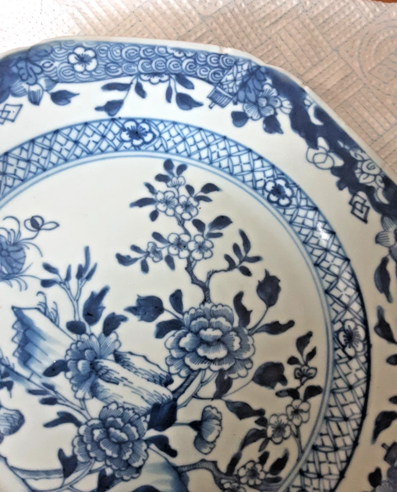 Plato antiguo chino porcelana azul y blanco siglo XIX  Foto 3 de 4