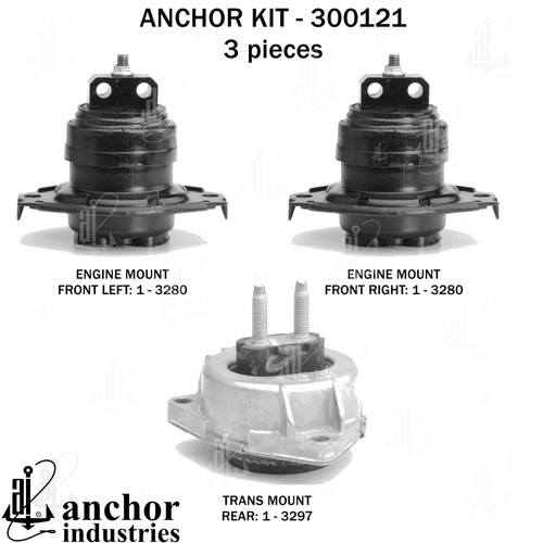 Engine Mount Kit ANCHOR 300121 for Dodge, Jeep
