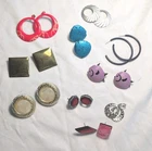 Lot of Costume Jewelry Earrings Pins 9 Pair Vintage Pieces 1970's 1980's As Is
