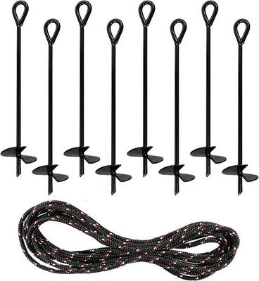 Ground Anchors 15 Inch - 8pk Black Shed Anchor Kit Greenhouse Tie Down Ground...