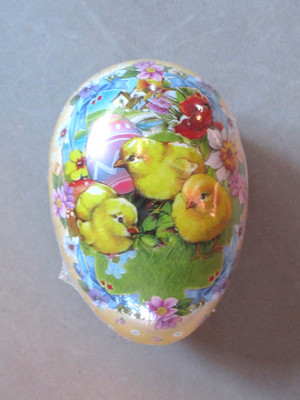 Nestler Paper Maché 4.25 in Easter Egg Candy Container~Three Chicks~Germany NEW!
