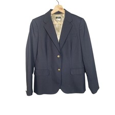 J Crew Pinstripe Wool Blazer Navy Blue Womens Jacket Two Button Size 6 Office