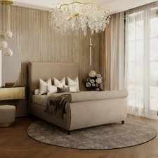 Paris Luxury Plain Sliegh Bed frame in Plush Velvet All Colors and Sizes 3ft-6ft