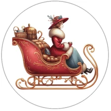 Nostalgic Christmas Sleigh Handmade Stickers Scrapbook Envelope Seals Favors