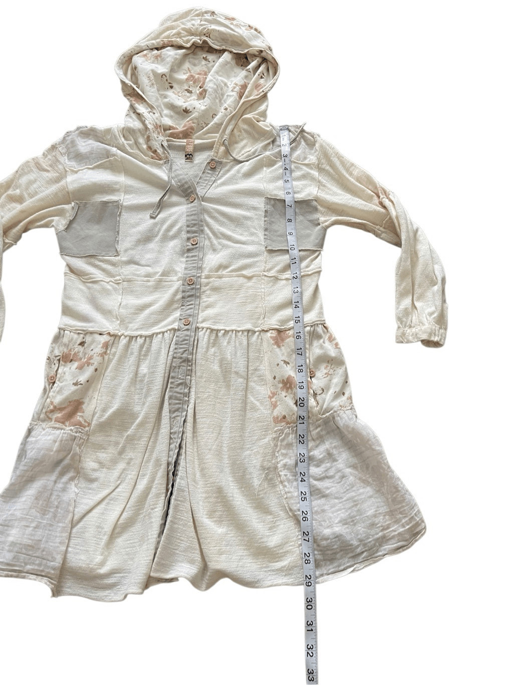 Free People Patchwork Button Down Hoodie Top  Siz… - image 6