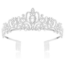 Makone Crowns for Women Princess Tiaras Girls Queen Crown and 01 Silver