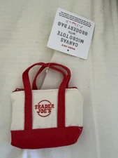 NWT Trader Joe’s Micro Canvas Tote With Matching  Nylon Grocery Bag (RED)