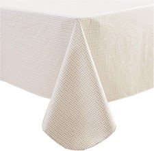 Vinyl Tablecloth with Flannel Backed Waterproof 84 x 60 Rectangular , Weave
