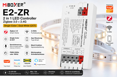 MiBoxer LED E2-ZR Zigbee 3.0 LED Controller CCT Single Color 12-24V 2,4GHz 12A