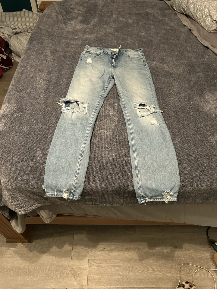 Jeans desgastado Mother Superior cintura alta piloto skimp tamanho 31 novo com etiquetas azul 31x31 - Imagem 4 de 4