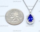14k White Gold Natural Diamond & AAA Tanzanite Pendant pear shape 2.10 ct Halo — photo 7
