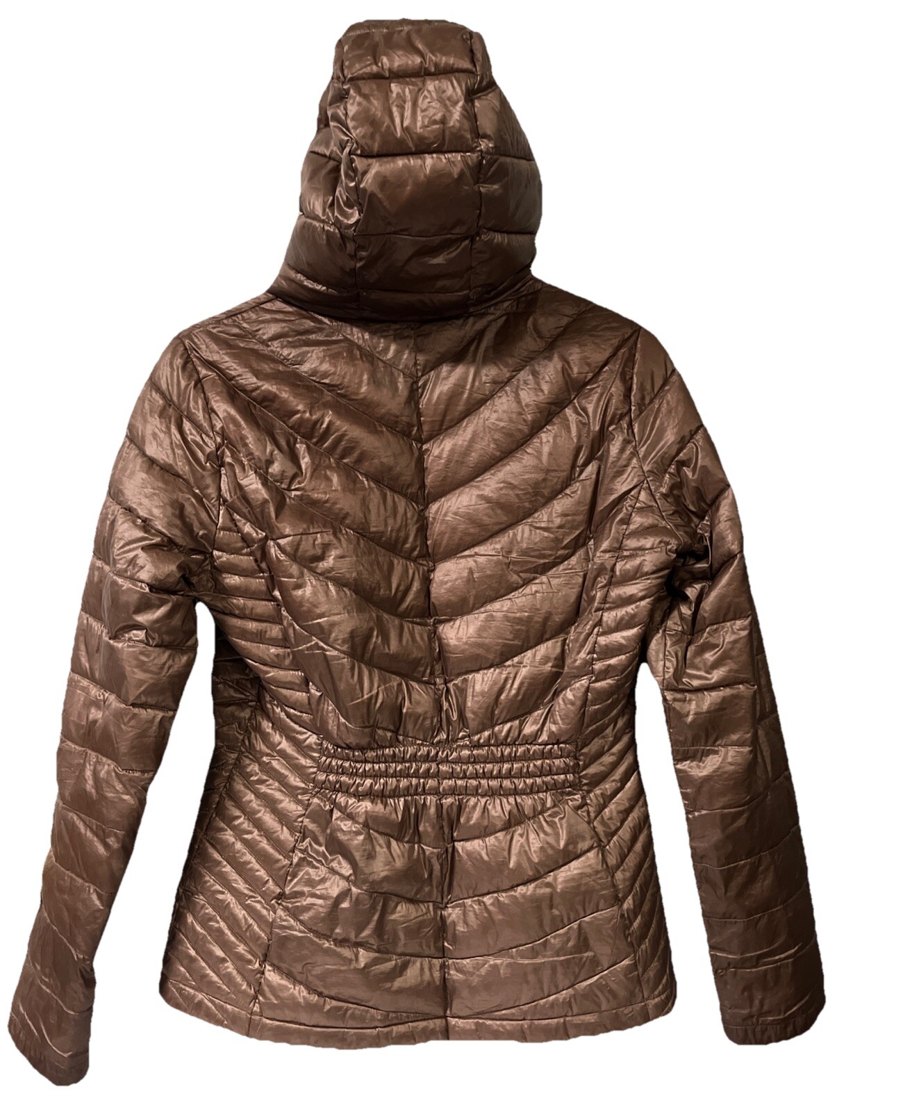 Calvin Klein Packable Lightweight Premium Down Women’s Hooded Jacket Sz. S Brown thumbnail 14