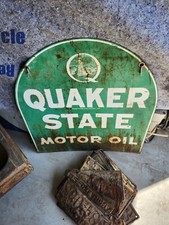 Vintage Quaker State Motor Oil Tombstone 2-sided Sign 26 X 29