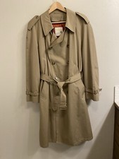 London Fog Men's Sz 42R Classic Beige w/Faux Fur Removable Lining Trench Coat