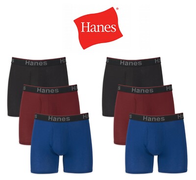 Men's Hanes Comfort Flex Fit Total Support Pouch  Boxer Briefs 6-Pack