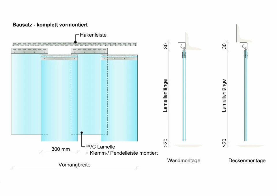 PVC Streifenvorhang Lamellenvorhang Vorhang Streifen Lamellen, 300x3 mm - Bild 4 von 4