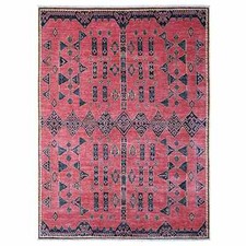 8'7" x 11'3" Red Peshawar Berber Influence Geometric Pattern Oriental Rug R88750