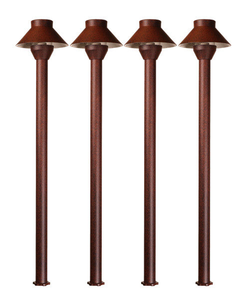 Rust Finish Landscape Low Voltage - Small Hat Path Light New Pack of 4