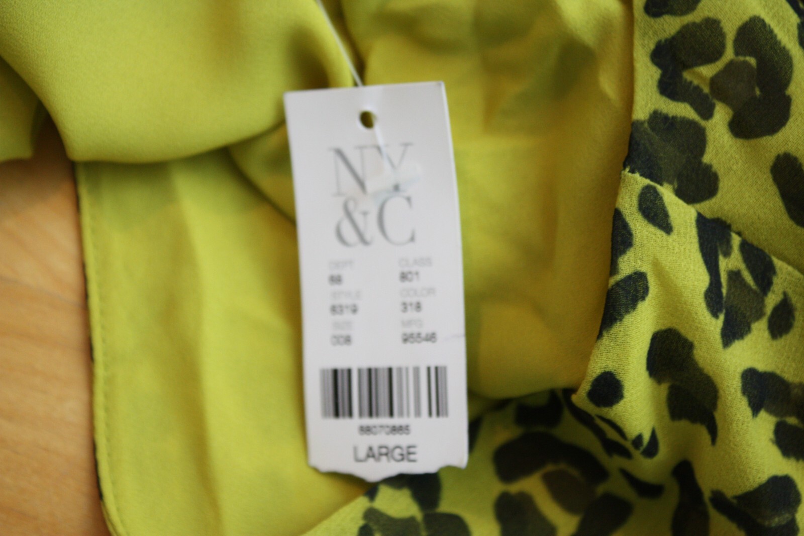 New York & Company Blouse Womens L Leopard-Print Puff-Sleeve Punk Retro Rock Y2K