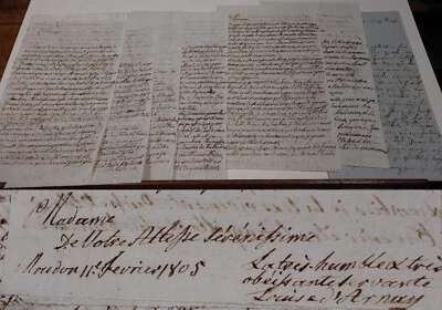 6 französische Briefe Moudon 1805/06 an Marie von Braunschweig-Wolfenbüttel - Bild 1 von 4