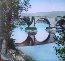 Bridge over the Forth River, Scotland, Vintage Magic Lantern Glass Slide