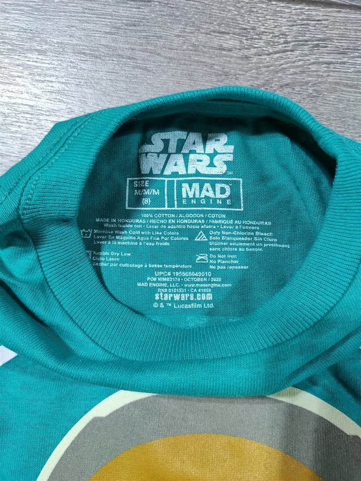 Star Wars Shirt Boys Medium 8 Baby Yoda Green Short Sleeve T-Shirt Tee Cute - Image 3 of 4
