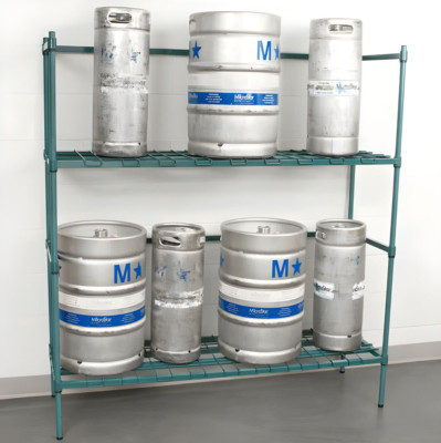 6 Keg Green Epoxy Wire Shelf RACK 18'' x 60'' x 64'' Bar Full Half Kegerator Beer