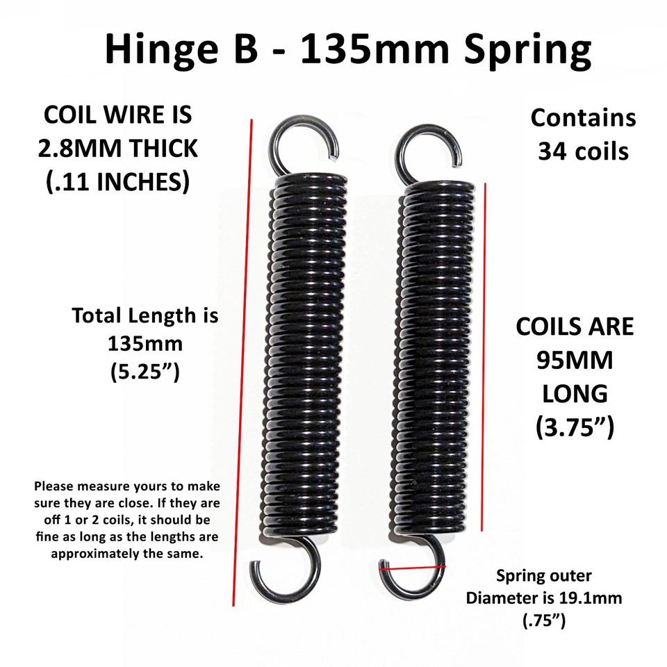 (B-135) Pair of Replacement Extra Springs for Lift Top Coffee Table ...
