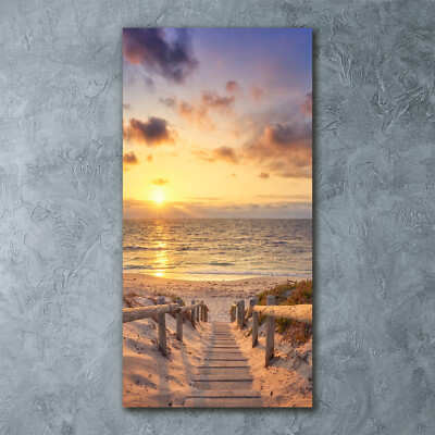 Wand-Bild Kunstdruck aus Hart-Glas Hochformat 60x120 Weg zum Strand