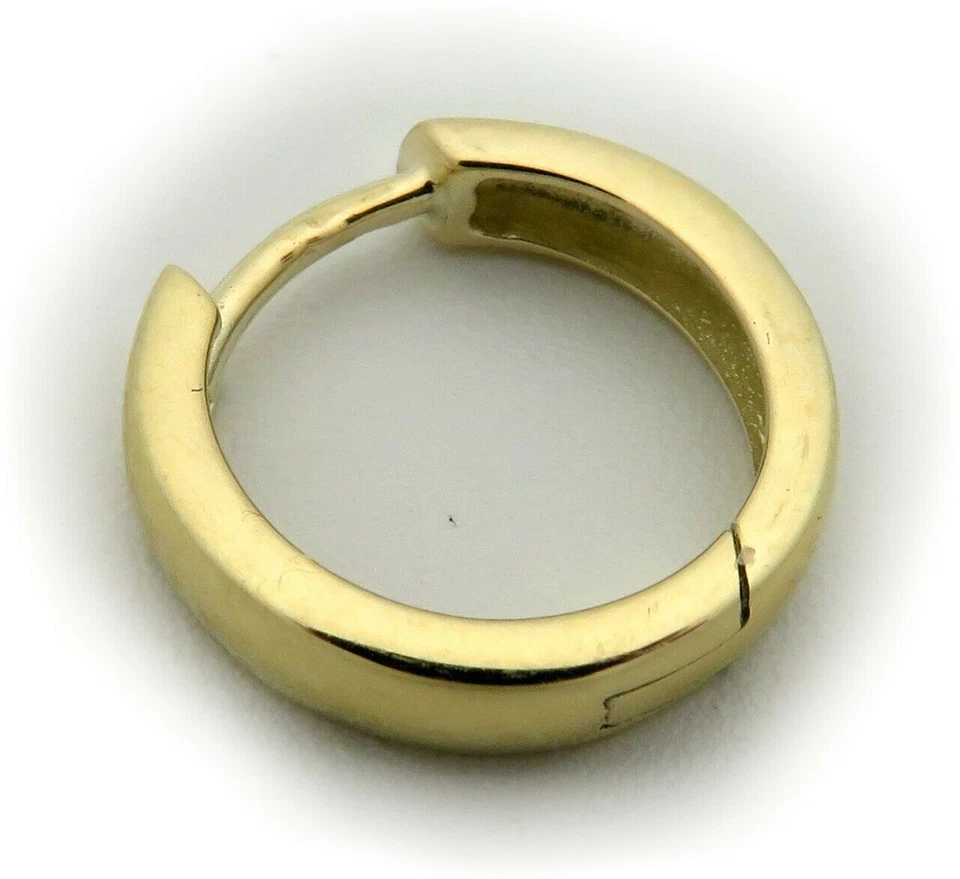 Boucle D'Oreille Homme Simple Créole En Or 750 Lourd 12 Mm Or Jaune 18 Carats - Photo 2/3