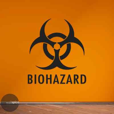 Biohazard Symbol With Text Vinyl Wall Decal Sticker Horror