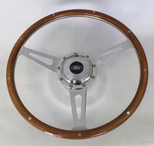 Falcon Mustang w/ generator Cobra Style 9 hole Steering Wheel Wood 15" Ford Cap