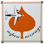 VINTAGE ASPEN AIRWAYS PORCELAIN SIGN OIL GAS AVIATION HANGAR PLANE AIRPORT