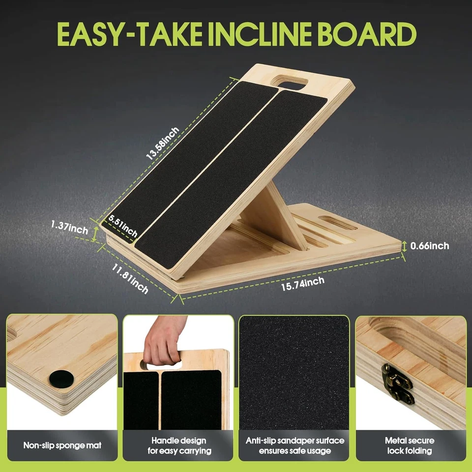 Tabla Inclinada Portátil para Estiramiento de Pantorrillas, Capacidad de Peso 350 Lbs, Wo Ajustable Foto 3 de 4